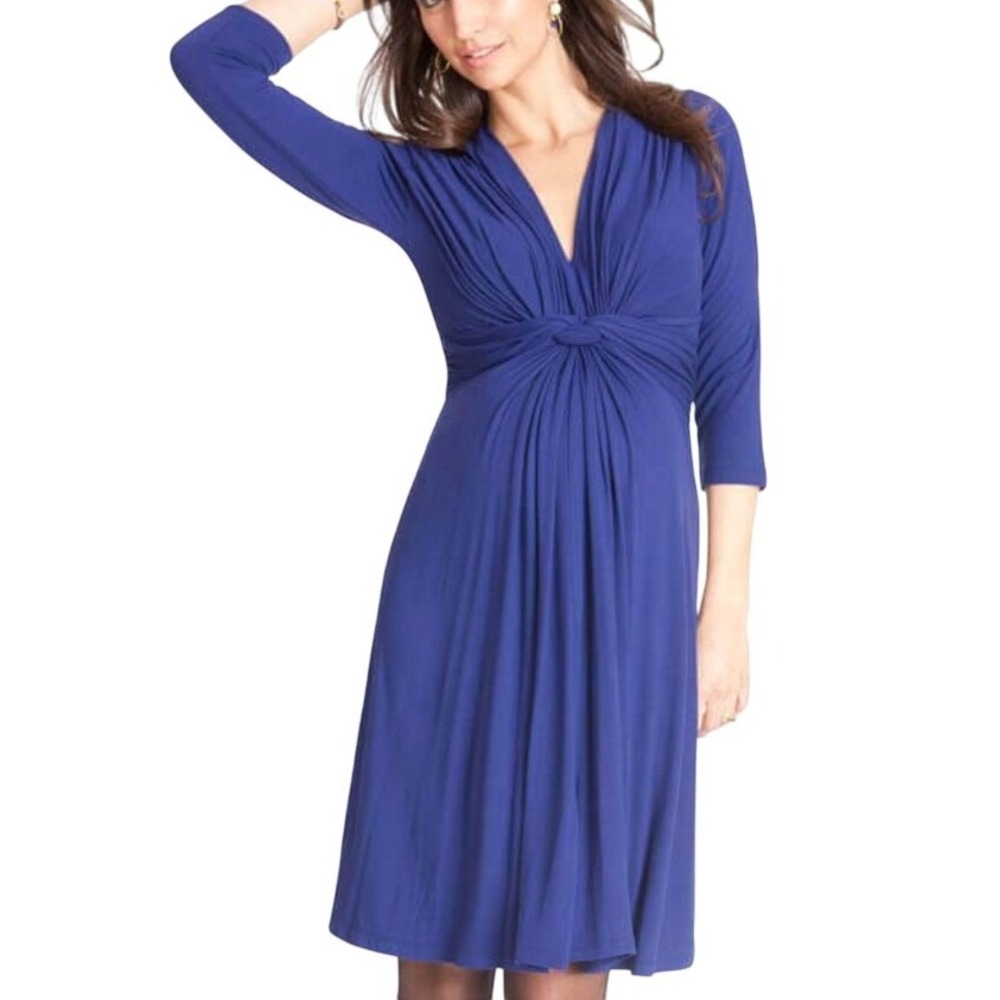 Seraphine Jolene Front Knot Maternity Dress Royal Blue 3/4 Sleeve‎ US 12 NWT
